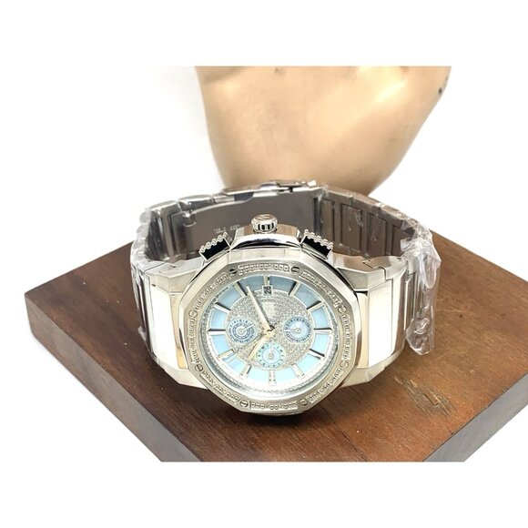 JBW Men's Watch JB-6101-M Saxon Swiss Quartz Diamond Blue Dial Silver Steel 48mm - Picture 8 of 14